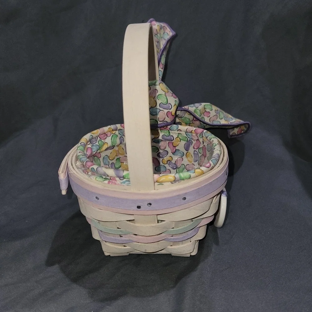 LONGABERGER JELLY BEAN 1999 WHITE WASHED SMALL BASKET COMBO - GENTLY USED